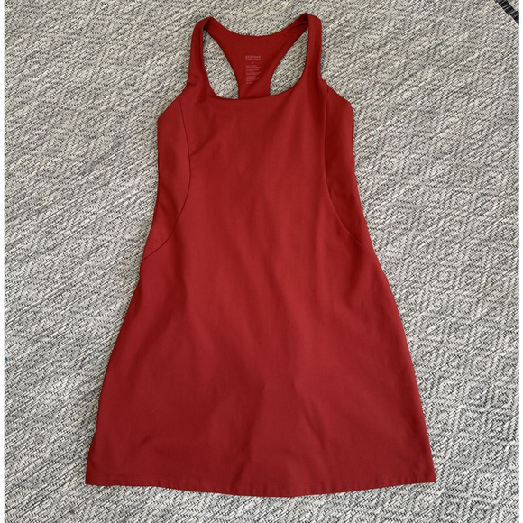 Girlfriend Collective Paloma Racerback Dress Small Rust Built In Shorts Athletic - Picture 2 of 9